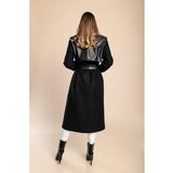 Fenzy Elegantan Kaput S Detaljima Od Umjetne Kože, Crni | shoptok.hr