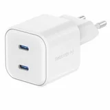Polnilec GAN, 2xUSB-C, 20W PD, bel