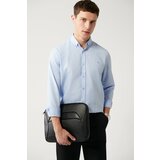 Avva Men's Light Blue Button Collar Easy Ironable Oxford Cotton Regular Fit Shirt cene