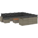  13-dijelni set vrtnih sofa od poliratana s jastucima sivi | shoptok.hr