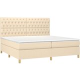  Box spring postelja z vzmetnico krem 200x200 cm blago, (20999403) | Shoptok.si
