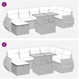  Vrtna garnitura - 8-dijelni set vrtnih sofa od poliratana s jastucima crni bagrem - Crna 1 | shoptok.hr