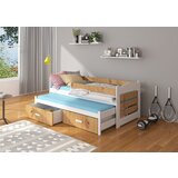 ADRK Otroka postelja TIARRO z ograjico in vzmetnicama 87 cm - BELA-HRAST | Shoptok.si