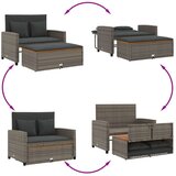 vidaXL Vrtni kavč z blazinami 2-sedežni siv poli ratan in akacijev les | Shoptok.si