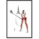 Slika - Female Golfer With the Eiffel Tower in the Background - Illustration 40x60 U crnom drvenom okviru | shoptok.hr