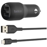 Belkin Dual USB-A Car Charger with A-LTG CCD001bt1MBK | shoptok.hr
