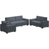  3-dijelni set sofa s jastucima, tamno sivi baršun | shoptok.hr