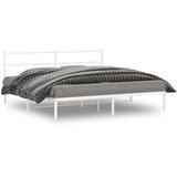  Metalni okvir za krevet s uzglavljem bijeli 193x203 cm | shoptok.hr