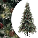 vidaXL Novoletna jelka LED s storži zelena in bela 225 cm PVC in PE | Shoptok.si