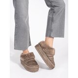 Shelvt Beige low slip-on snow boots for women with fur | ePonuda.com