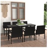  7-dijelni vrtni blagovaonski set od poliratana crni | shoptok.hr