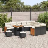vidaXL 12-delni vrtni sofa set z blazinami črni poli ratan akacija | Shoptok.si