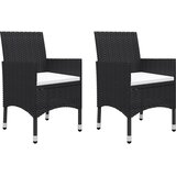  3-dijelni vrtni bistro set od poliratana i kaljenog stakla crni | Eponuda.com