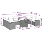 vidaXL 11-dijelni set vrtnih sofa od poliratana s jastucima bež | shoptok.hr