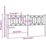  Metalno zamjensko uzglavlje bijelo 180 cm | shoptok.hr