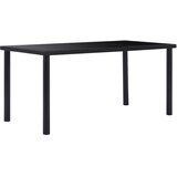  Blagovaonski stol crni 160 x 80 x 75 cm od kaljenog stakla | shoptok.hr
