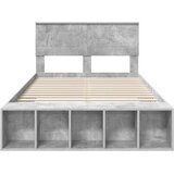  Krevetna konstrukcija s policom Betonski sivi 135 x 190 cm | shoptok.hr