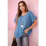 Kesi Włoski Muslin blouse with a necklace denim Cijene