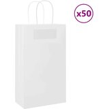 vidaXL Papirnate vrečke 50 kosov z ročaji bela 21x11x36 cm | Shoptok.si