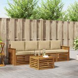  Set vanjskih sofa 5 kom. Prirodna i bež Čvrsto drvo akacije | shoptok.hr