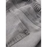 Ombre Men's denim short shorts with decorative stitching - light grey | shoptok.hr