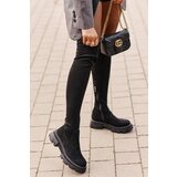 Boto Women's Over the Knee Eco Suede Boots Black Irithalla | shoptok.hr