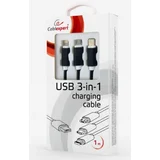 Kabel USB Lightning/Micro/Tip-C 1m črn CC-USB2-AM31-1M