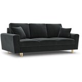 Cosmopolitan Design Temno siva žametna raztegljiva sedežna garnitura s prostorom za shranjevanje 235 cm Kyoto – | Shoptok.si