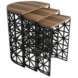 Hanah home Set klub stočića Stil Metal Ferforje, 3 komada, Orah | ePonuda.com