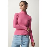  Women's Pink Turtleneck Ribbed Knitted Blouse | Eponuda.ba