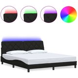 Maison Chic Posteljni okvir - Dvoposteljna postelja - Zakonska postelja z LED brez vzmetnice črn 180x200 cm blago, (21696580) Cene