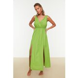 Trendyol Green Slit Detailed Linen Look Long Beach Dress | shoptok.hr