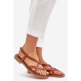 Zazoo Leather Flat Sandals With Intertwined Straps | Shoptok.si