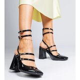 Gemre Black patent block heel pumps Ferida | Shoptok.si