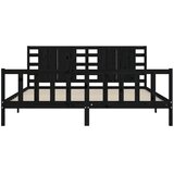  Okvir za krevet s uzglavljem crni 200 x 200 cm od masivnog drva | shoptok.hr