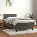 Box Box spring krevet s madracem tamnosivi 100x200 cm baršunasti