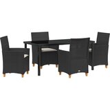  Set od 5 vrtne blagovaonice s jastučićima crni poliratan | shoptok.hr
