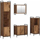  Set ormarića za kupaonicu 4 kom. Staro drvo 40 x 36 x 181 cm - Staro drvo Ormarić ispod sudopera (2 vrata) + viseći ormarić + ku | shoptok.hr