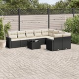  10-dijelni set vrtnih sofa s jastucima crni od poliratana | shoptok.hr