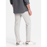 Ombre Men's pants with a classic cut in a delicate check - beige | Shoptok.si