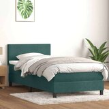 Box spring postelja z vzmetnico temno zelena 90x220 cm žamet, (21791957) Cene