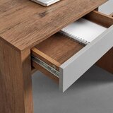 Bessagi Home moderna pisalna miza lovino barva hrasta, srebrno siva | Shoptok.si