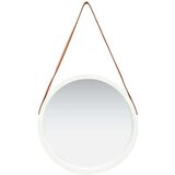 vidaXL zidno ogledalo s remenom 50 cm bijelo | shoptok.hr