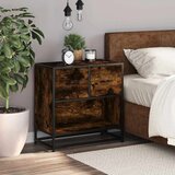 vidaXL Nočna omarica dimljeni hrast 60x31x60 cm inž. les in kovina | Shoptok.si