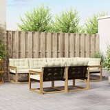  Set vanjskih sofa 7 kom. Bijela i krem Smeđa 327 x 168,5 x 73 cm | Shoptok.si