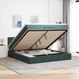 vidaXL Otomanski posteljni okvir z vzmetnicami zelen 200x200cm žamet, (22053722) | Shoptok.si