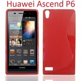  Gumijasti / gel etui S-Line za Huawei Ascend P6 - rdeči Cene