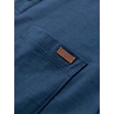 Ombre Men's T-shirt with button neckline and suede trim - dark blue | Shoptok.si