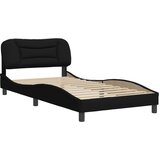  The Living Store Posteljni okvir z vzglavjem črn 100x200 cm blago - Posteljni Okvir, (21499939) | Shoptok.si