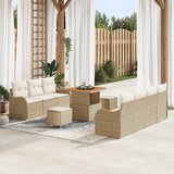 vidaXL 10-delni vrtni kavč set z blazinami bež poli ratan acacia | Shoptok.si
